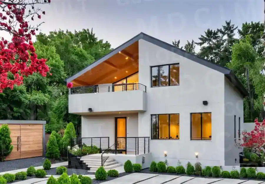 Casa cu mansarda P+M 135 mp – vedere exterioara 3D